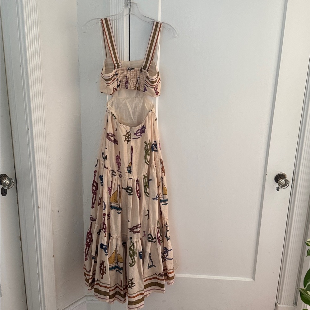 ALEMAIS “Ships Ahoy” Sundress - Nautical Print Cream Dress- Cut Out - Picture 4 of 11